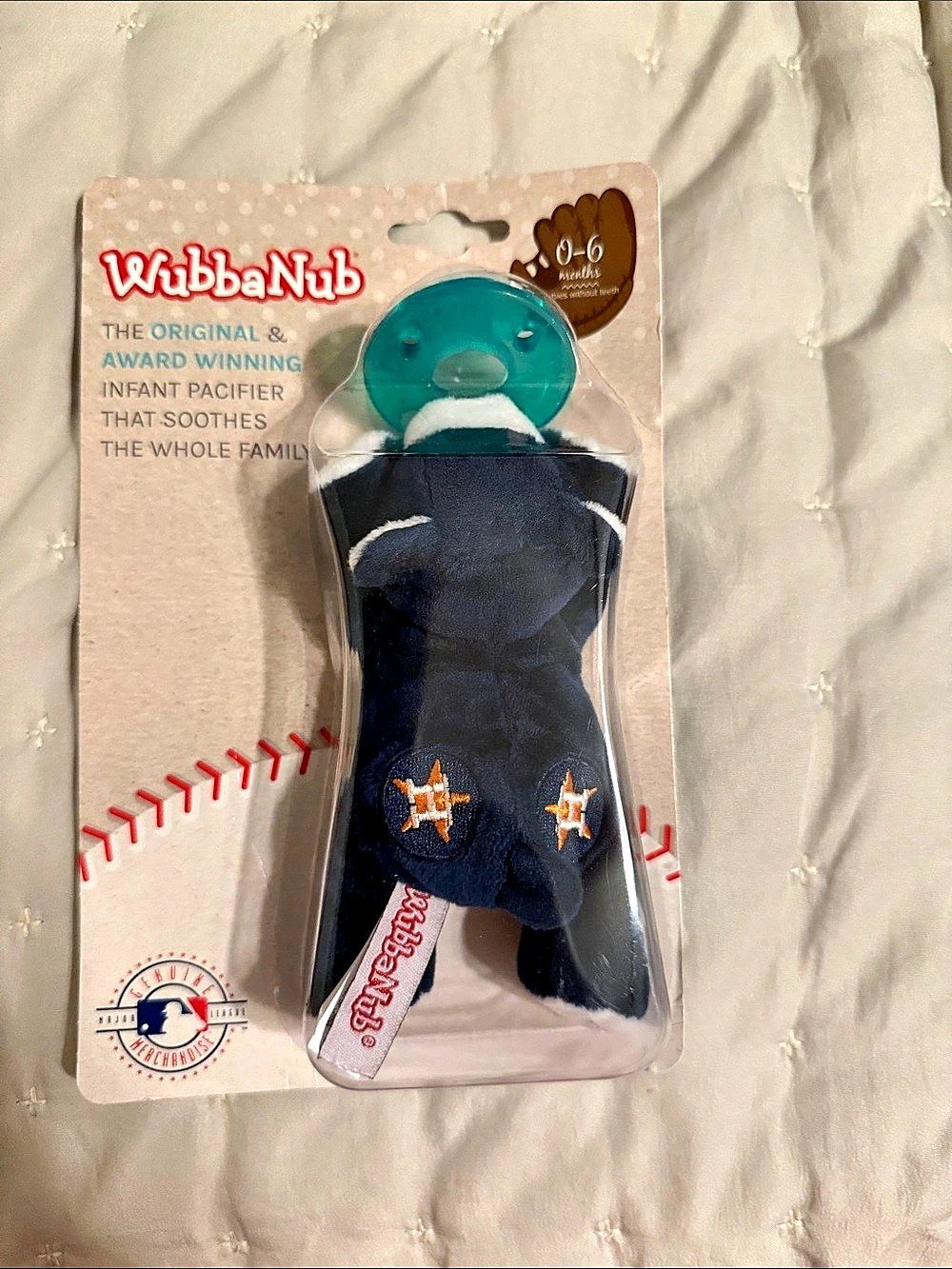 Houston Astros WubbaNub Original Pacifier with Plush Toy Blue Pacifier  NW